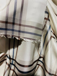 NEW Lady Lucy 100% Silk Taffeta Fabric Ivory Brown Tartan Plaid - Fancy Styles Fabric Pierre Frey Lee Jofa Brunschwig & Fils