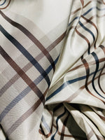 NEW Lady Lucy 100% Silk Taffeta Fabric Ivory Brown Tartan Plaid - Fancy Styles Fabric Pierre Frey Lee Jofa Brunschwig & Fils