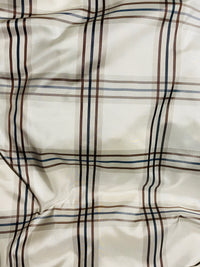 NEW Lady Lucy 100% Silk Taffeta Fabric Ivory Brown Tartan Plaid - Fancy Styles Fabric Pierre Frey Lee Jofa Brunschwig & Fils