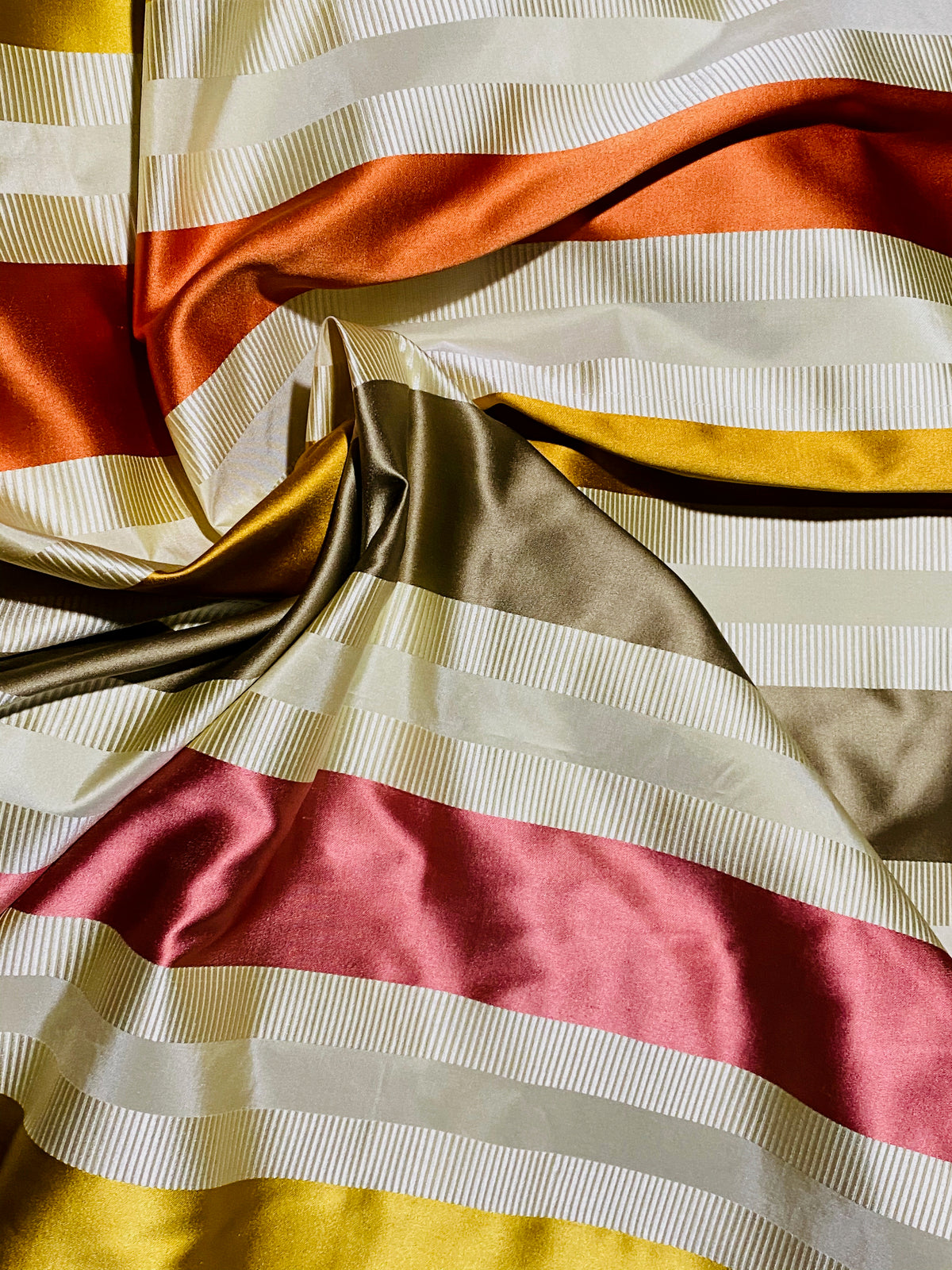 NEW Princess Eloise 100% Silk Taffeta Fabric with Autumn Rainbow Ribbon Stripes - Fancy Styles Fabric Pierre Frey Lee Jofa Brunschwig & Fils