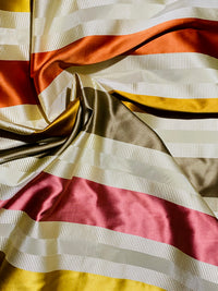 NEW Princess Eloise 100% Silk Taffeta Fabric with Autumn Rainbow Ribbon Stripes - Fancy Styles Fabric Pierre Frey Lee Jofa Brunschwig & Fils
