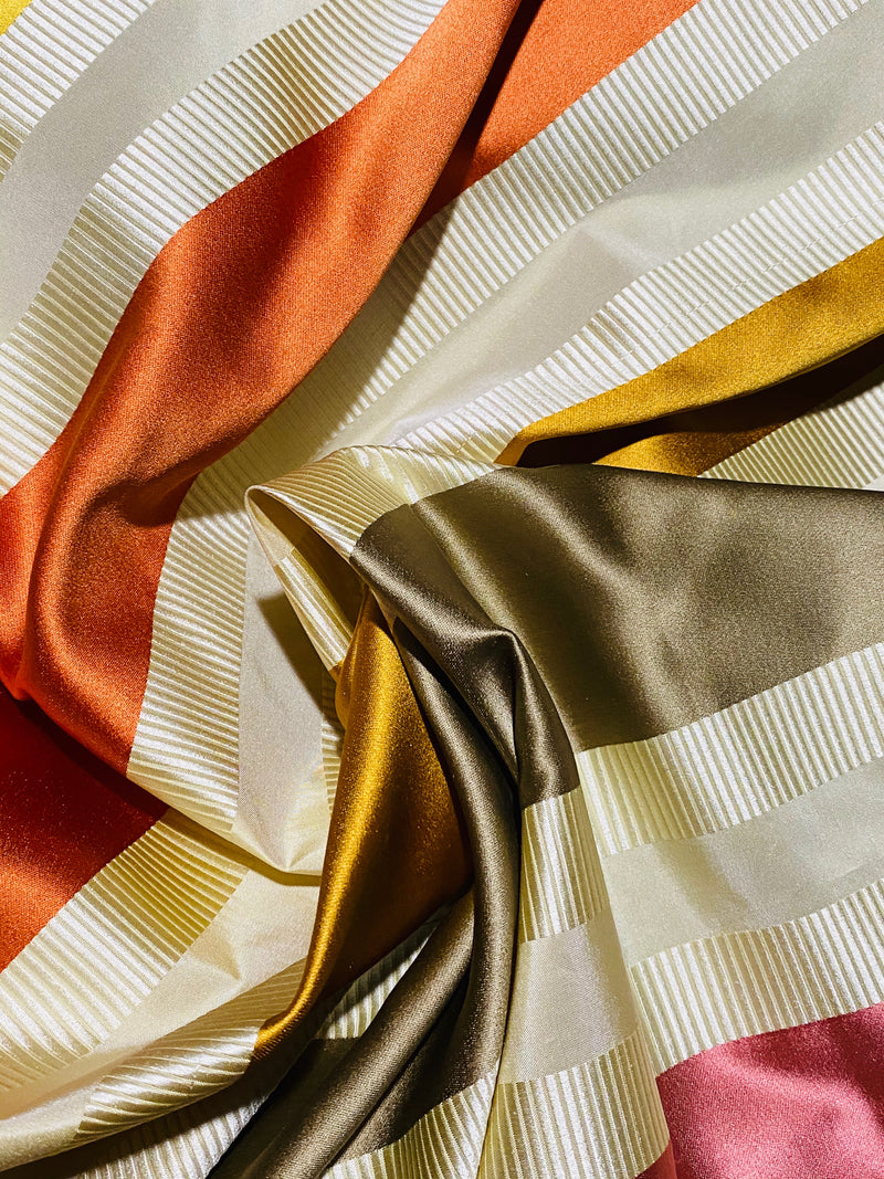 NEW Princess Eloise 100% Silk Taffeta Fabric with Autumn Rainbow Ribbon Stripes - Fancy Styles Fabric Pierre Frey Lee Jofa Brunschwig & Fils