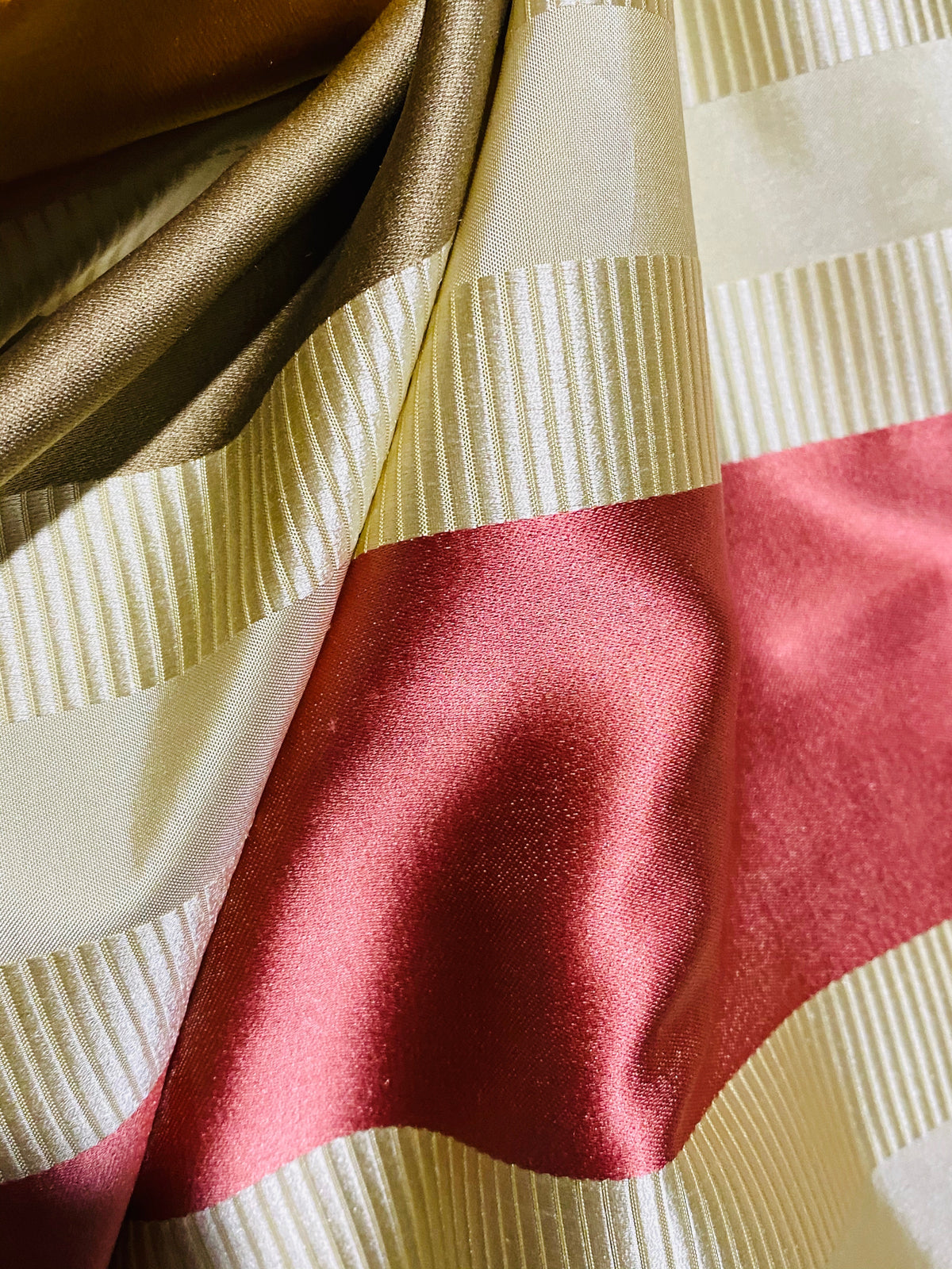 NEW Princess Eloise 100% Silk Taffeta Fabric with Autumn Rainbow Ribbon Stripes - Fancy Styles Fabric Pierre Frey Lee Jofa Brunschwig & Fils