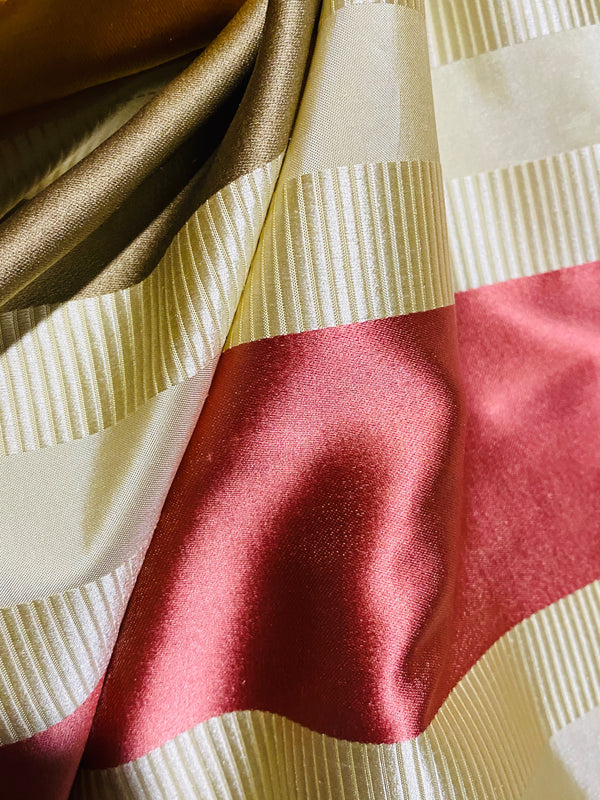 NEW Princess Eloise 100% Silk Taffeta Fabric with Autumn Rainbow Ribbon Stripes - Fancy Styles Fabric Pierre Frey Lee Jofa Brunschwig & Fils