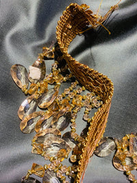 NEW! Queen Cassandra Peach Tourmaline & Gold Beaded Trim - Fancy Styles Fabric Pierre Frey Lee Jofa Brunschwig & Fils