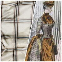 NEW Lady Lucy 100% Silk Taffeta Fabric Ivory Brown Tartan Plaid - Fancy Styles Fabric Pierre Frey Lee Jofa Brunschwig & Fils