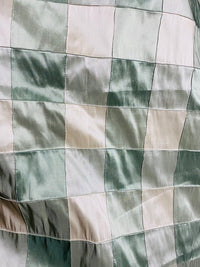 NEW Lady Tabitha 100% Silk Checkered Plaid Dupioni Fabric Green and Cream with Pintuck Detail - Fancy Styles Fabric Pierre Frey Lee Jofa Brunschwig & Fils