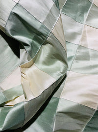 NEW Lady Tabitha 100% Silk Checkered Plaid Dupioni Fabric Green and Cream with Pintuck Detail - Fancy Styles Fabric Pierre Frey Lee Jofa Brunschwig & Fils