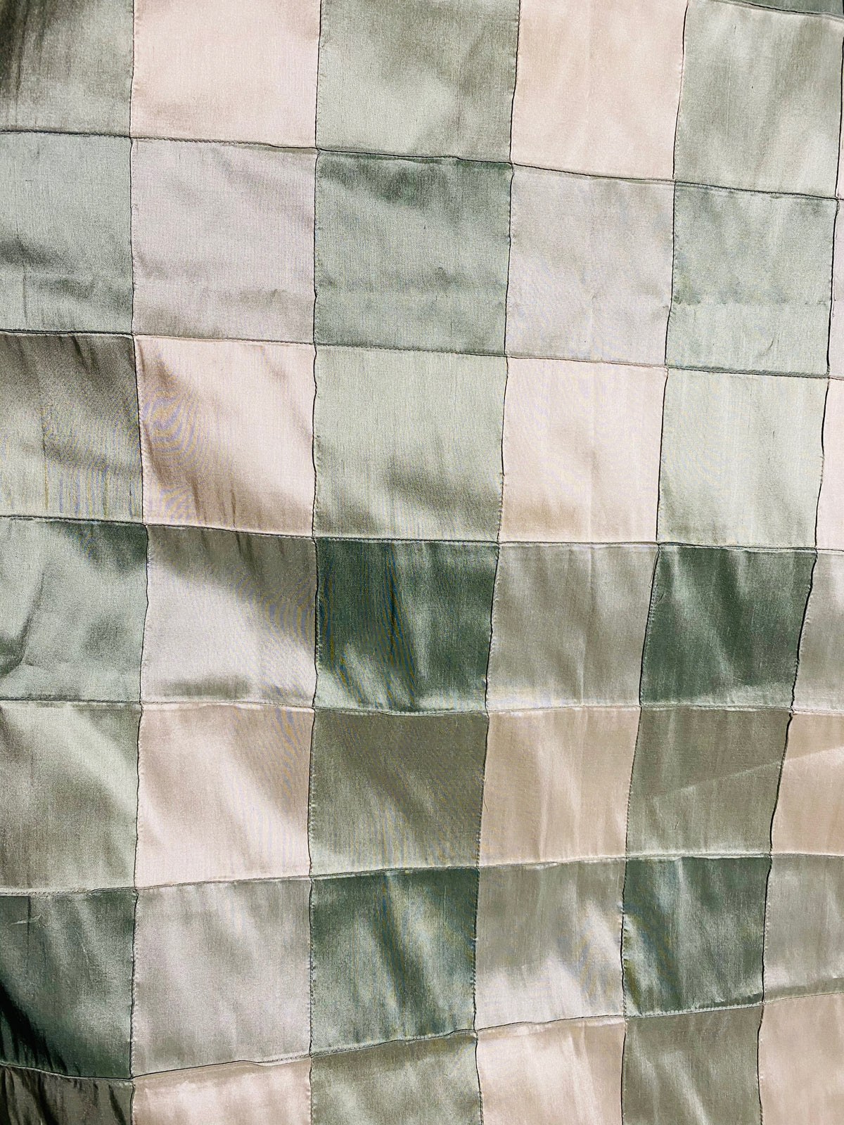 NEW Lady Tabitha 100% Silk Checkered Plaid Dupioni Fabric Green and Cream with Pintuck Detail - Fancy Styles Fabric Pierre Frey Lee Jofa Brunschwig & Fils