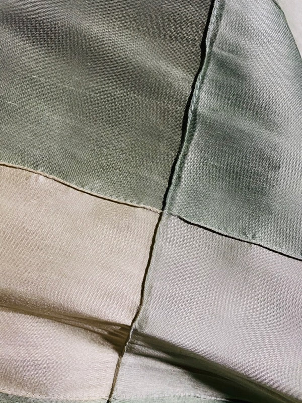 NEW Lady Tabitha 100% Silk Checkered Plaid Dupioni Fabric Green and Cream with Pintuck Detail - Fancy Styles Fabric Pierre Frey Lee Jofa Brunschwig & Fils