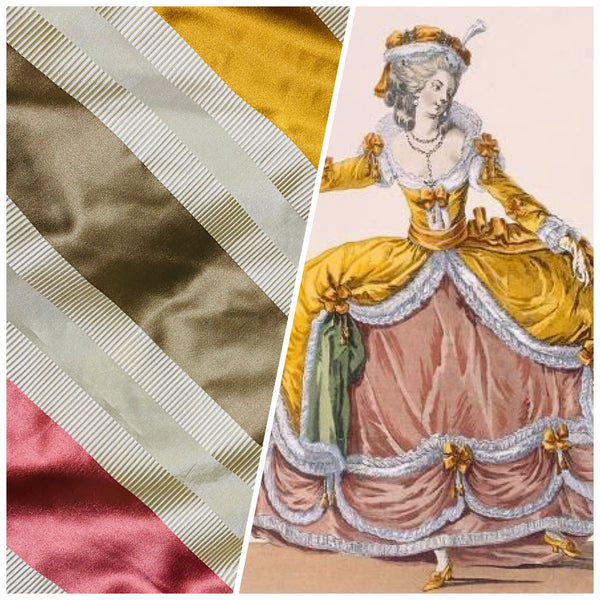 NEW Princess Eloise 100% Silk Taffeta Fabric with Autumn Rainbow Ribbon Stripes - Fancy Styles Fabric Pierre Frey Lee Jofa Brunschwig & Fils