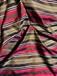 NEW Lady Elenore 100% Silk Taffeta Fabric With Brown and Red Satin Ribbon Stripes - Fancy Styles Fabric Pierre Frey Lee Jofa Brunschwig & Fils