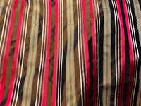 NEW Lady Elenore 100% Silk Taffeta Fabric With Brown and Red Satin Ribbon Stripes - Fancy Styles Fabric Pierre Frey Lee Jofa Brunschwig & Fils