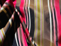 NEW Lady Elenore 100% Silk Taffeta Fabric With Brown and Red Satin Ribbon Stripes - Fancy Styles Fabric Pierre Frey Lee Jofa Brunschwig & Fils