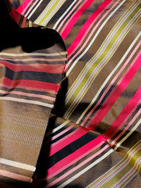 NEW Lady Elenore 100% Silk Taffeta Fabric With Brown and Red Satin Ribbon Stripes - Fancy Styles Fabric Pierre Frey Lee Jofa Brunschwig & Fils