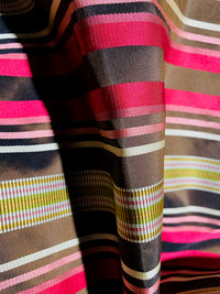 NEW Lady Elenore 100% Silk Taffeta Fabric With Brown and Red Satin Ribbon Stripes - Fancy Styles Fabric Pierre Frey Lee Jofa Brunschwig & Fils