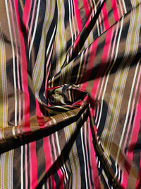 NEW Lady Elenore 100% Silk Taffeta Fabric With Brown and Red Satin Ribbon Stripes - Fancy Styles Fabric Pierre Frey Lee Jofa Brunschwig & Fils
