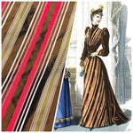 NEW Lady Elenore 100% Silk Taffeta Fabric With Brown and Red Satin Ribbon Stripes - Fancy Styles Fabric Pierre Frey Lee Jofa Brunschwig & Fils