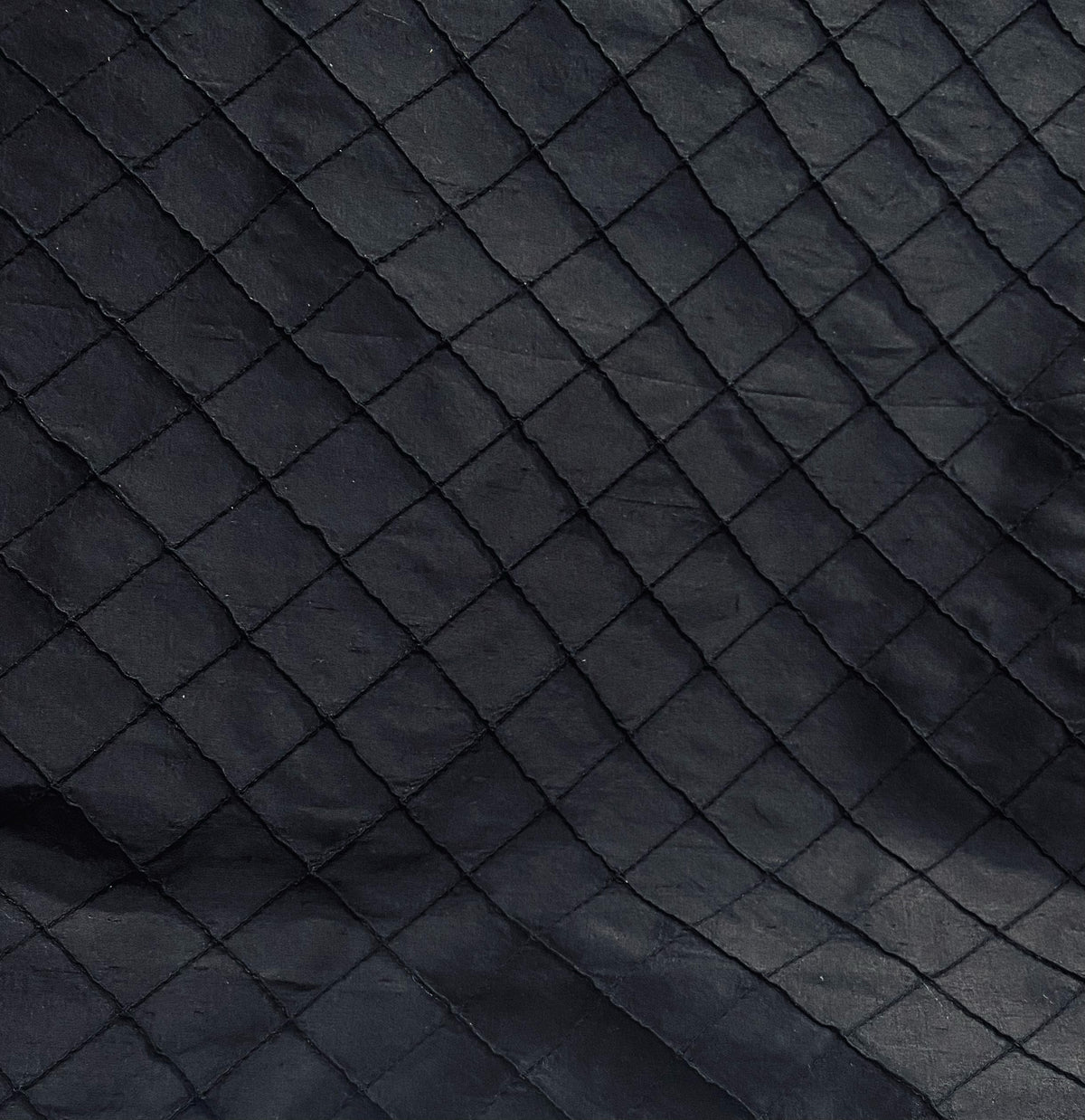 NEW Lady Morgan 100% Silk Dupioni Pintuck Diamond Black Fabric- SB_5_31 - Fancy Styles Fabric Pierre Frey Lee Jofa Brunschwig & Fils