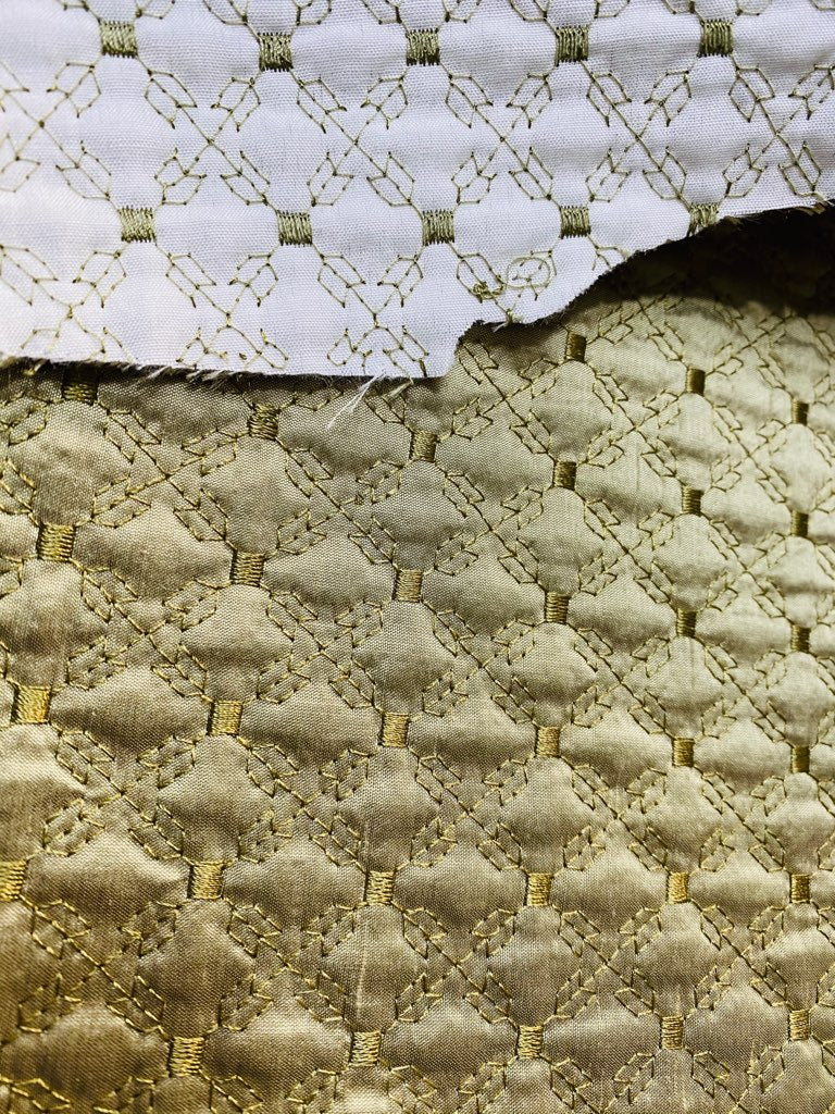 NEW Princess Amy 100% Silk Taffeta Quilted Petticoat Fabric with Cotton Batting in Dusty Pistachio Green - Fancy Styles Fabric Pierre Frey Lee Jofa Brunschwig & Fils