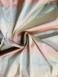 NEW Lady Ann 100% Silk Dupioni French Pastel Stripes Fabric in Icy Pink, Blue, and Champagne - Fancy Styles Fabric Pierre Frey Lee Jofa Brunschwig & Fils