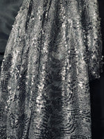 NEW Lady Aniston Sequined Metallic Mesh Novelty Fabric Gun Metal Gray Fabric