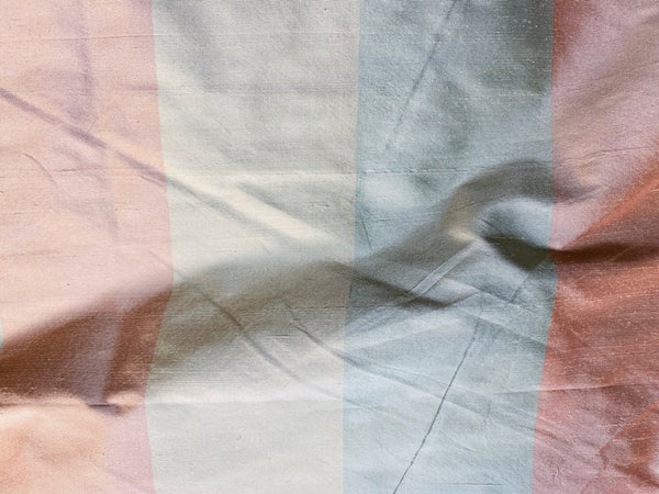 NEW Lady Ann 100% Silk Dupioni French Pastel Stripes Fabric in Icy Pink, Blue, and Champagne - Fancy Styles Fabric Pierre Frey Lee Jofa Brunschwig & Fils