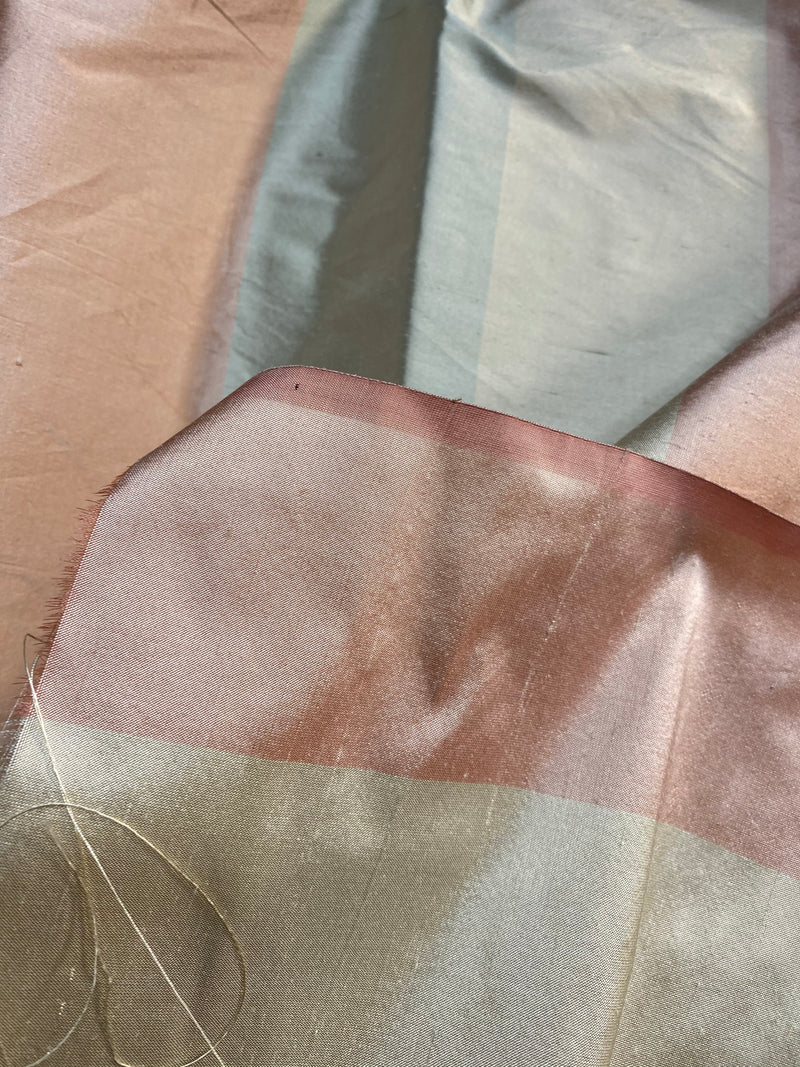 NEW Lady Ann 100% Silk Dupioni French Pastel Stripes Fabric in Icy Pink, Blue, and Champagne - Fancy Styles Fabric Pierre Frey Lee Jofa Brunschwig & Fils