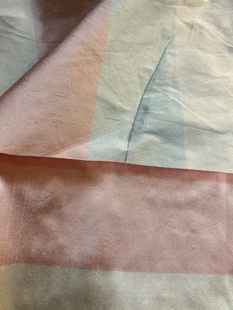 NEW Lady Ann 100% Silk Dupioni French Pastel Stripes Fabric in Icy Pink, Blue, and Champagne - Fancy Styles Fabric Pierre Frey Lee Jofa Brunschwig & Fils