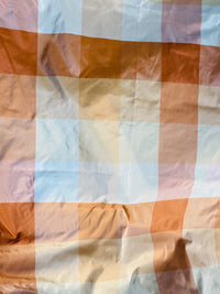 NEW Lady Melissa 100% Silk Taffeta Plaid Tartan Checkered Fabric Tone on Tone Peach - Fancy Styles Fabric Pierre Frey Lee Jofa Brunschwig & Fils