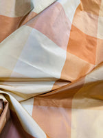 NEW Lady Melissa 100% Silk Taffeta Plaid Tartan Checkered Fabric Tone on Tone Peach - Fancy Styles Fabric Pierre Frey Lee Jofa Brunschwig & Fils