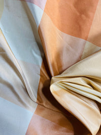 NEW Lady Melissa 100% Silk Taffeta Plaid Tartan Checkered Fabric Tone on Tone Peach - Fancy Styles Fabric Pierre Frey Lee Jofa Brunschwig & Fils