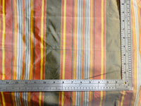 NEW Lady Karen 100% Silk Taffeta Colorful Stripes Fabric - Frosty Gray, Red, Yellow - Fancy Styles Fabric Pierre Frey Lee Jofa Brunschwig & Fils