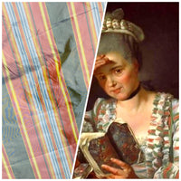 NEW Lady Karen 100% Silk Taffeta Colorful Stripes Fabric - Frosty Gray, Red, Yellow - Fancy Styles Fabric Pierre Frey Lee Jofa Brunschwig & Fils