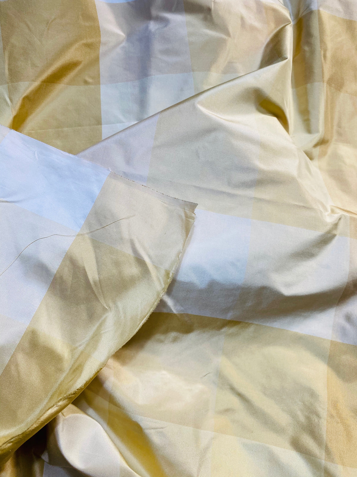 NEW Lady Melissa 100% Silk Taffeta Plaid Tartan Checkered Fabric Tone on Tone Butter Yellow - Fancy Styles Fabric Pierre Frey Lee Jofa Brunschwig & Fils
