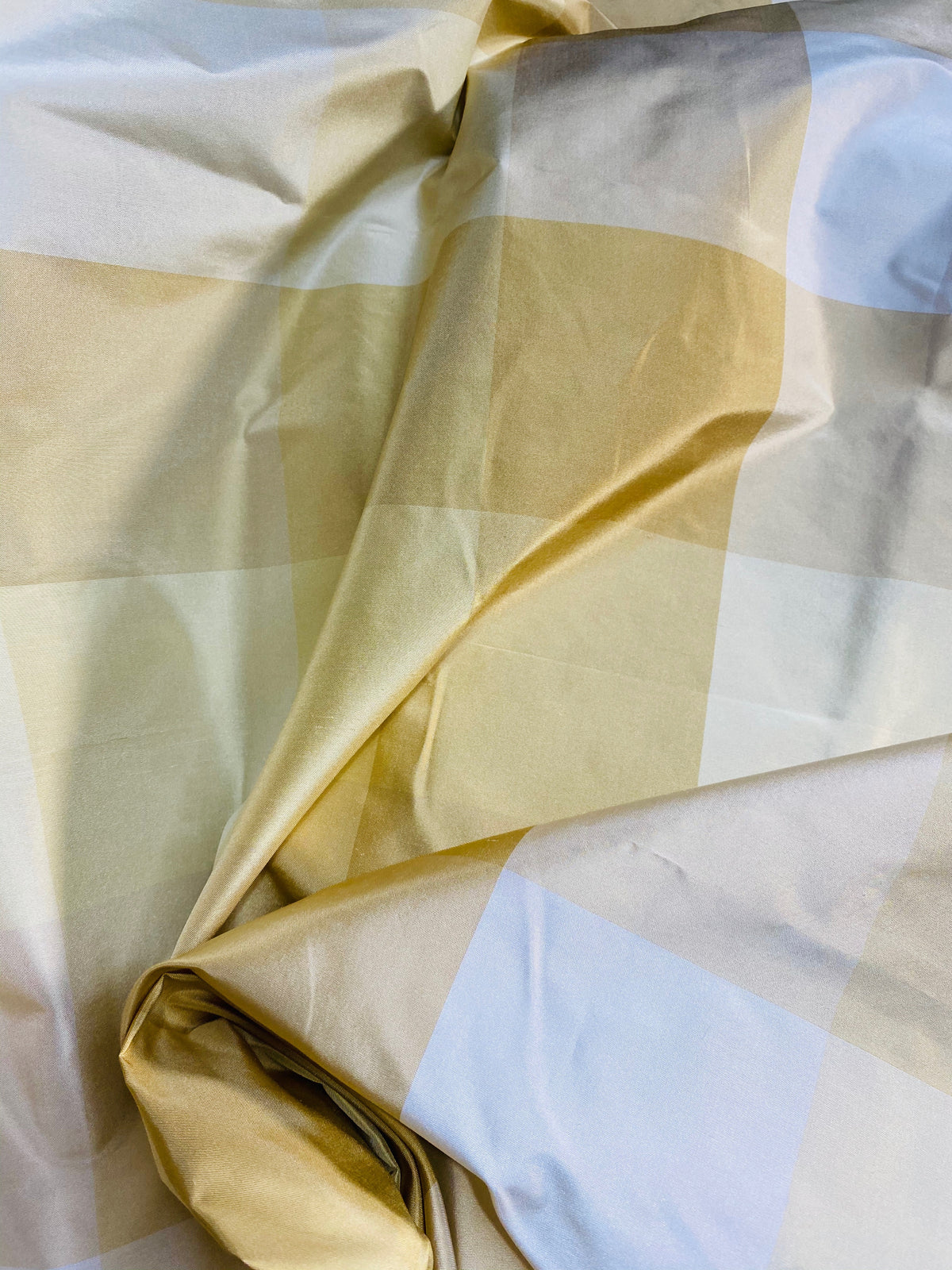 NEW Lady Melissa 100% Silk Taffeta Plaid Tartan Checkered Fabric Tone on Tone Butter Yellow - Fancy Styles Fabric Pierre Frey Lee Jofa Brunschwig & Fils