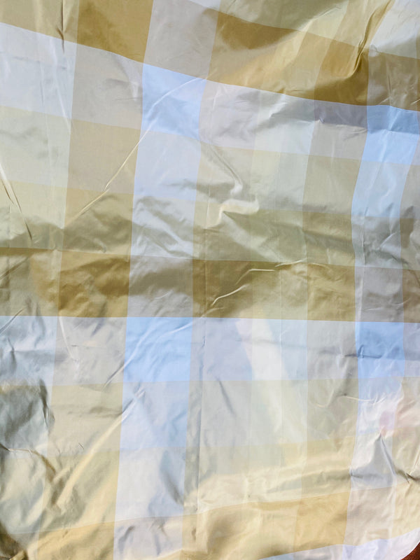 NEW Lady Melissa 100% Silk Taffeta Plaid Tartan Checkered Fabric Tone on Tone Butter Yellow - Fancy Styles Fabric Pierre Frey Lee Jofa Brunschwig & Fils