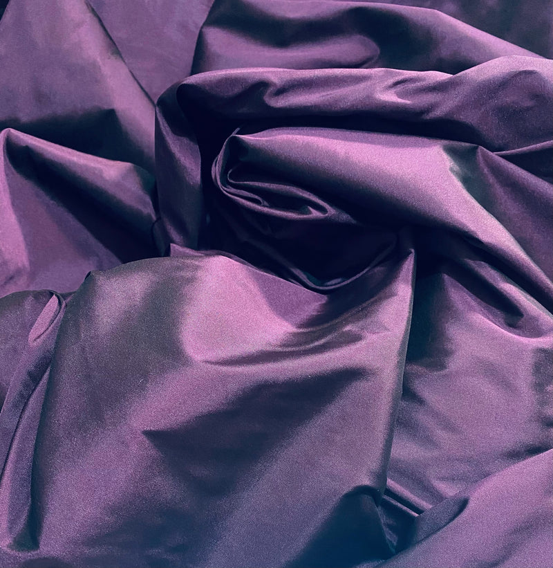 NEW Lady Frank Light Designer “Faux Silk” Taffeta Fabric Made in Italy Purple with Black Iridescence