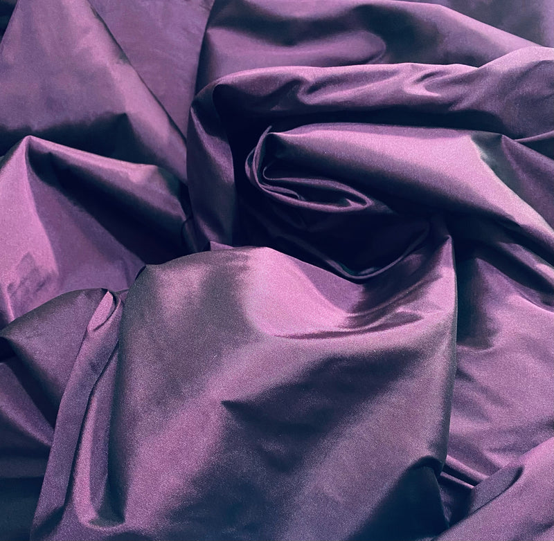NEW Lady Frank Light Designer “Faux Silk” Taffeta Fabric Made in Italy Purple with Black Iridescence