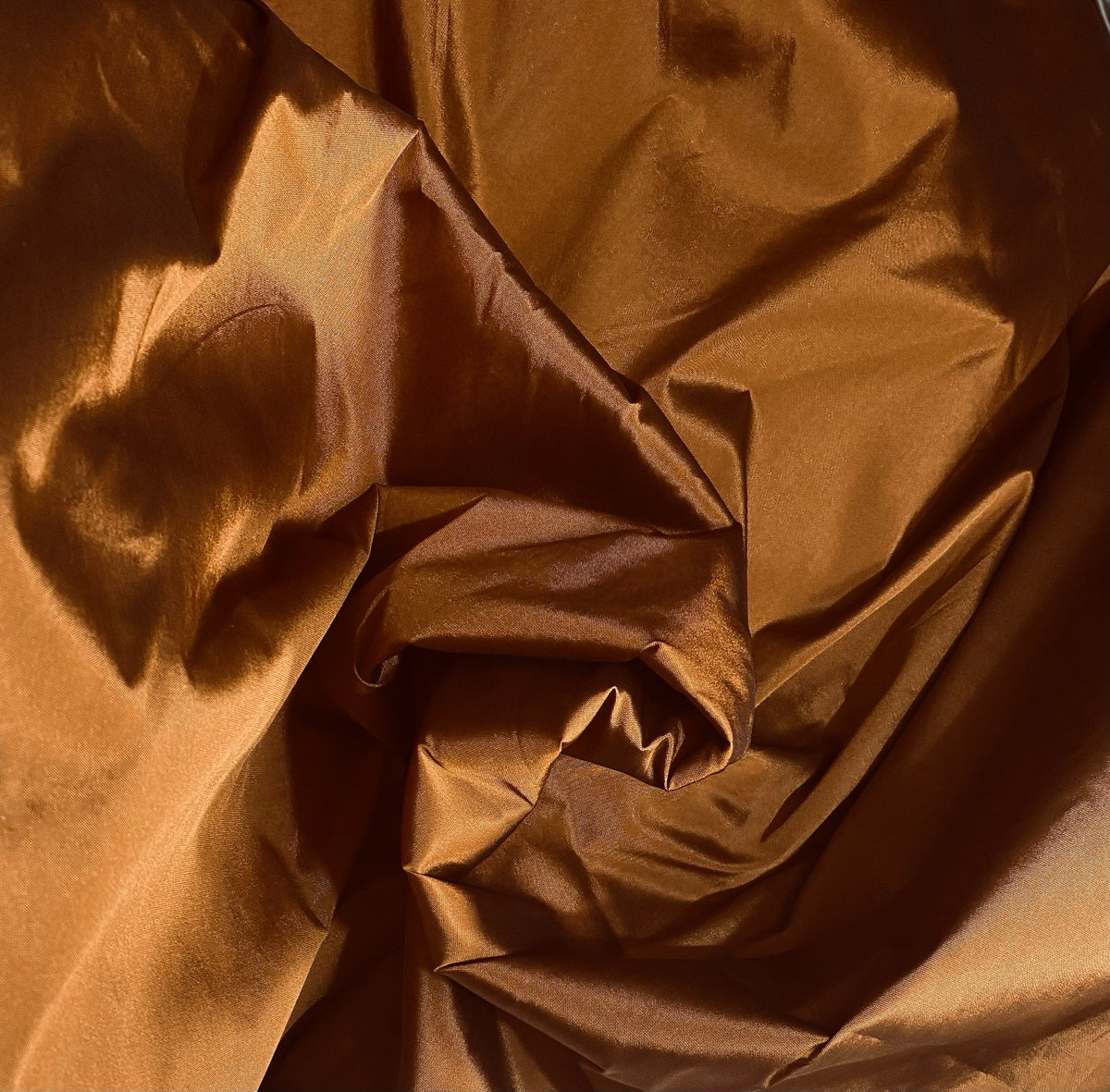 NEW Lady Frank Light Designer “Faux Silk” Taffeta Fabric Made in Italy Copper with Black Iridescence - Fancy Styles Fabric Pierre Frey Lee Jofa Brunschwig & Fils