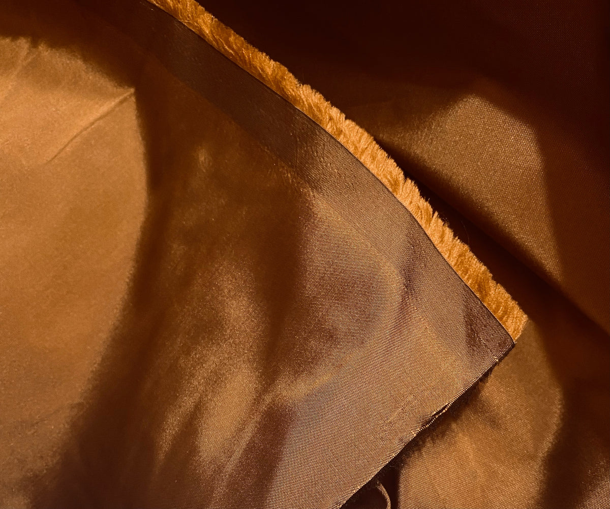 NEW Lady Frank Light Designer “Faux Silk” Taffeta Fabric Made in Italy Copper with Black Iridescence - Fancy Styles Fabric Pierre Frey Lee Jofa Brunschwig & Fils