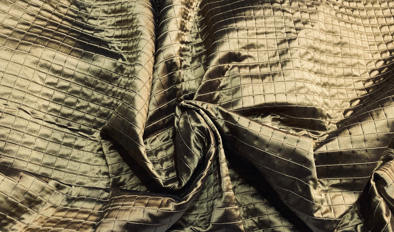 NEW Lady Celestine 100% Silk Taffeta Quilted Fabric No Batting with Cotton Backing in Bronze - Fancy Styles Fabric Pierre Frey Lee Jofa Brunschwig & Fils