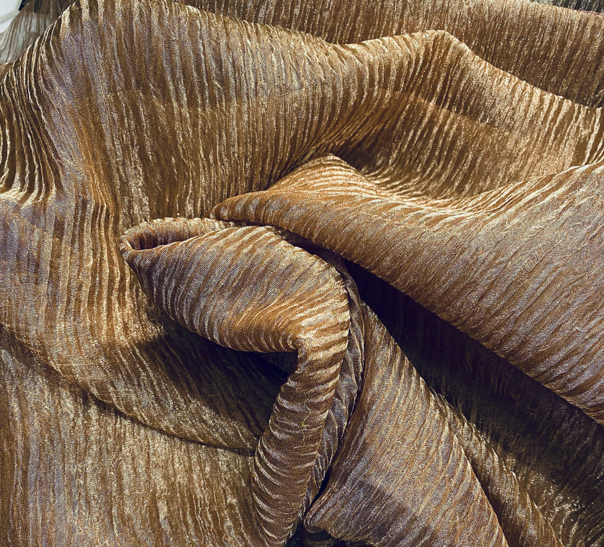 NEW Lady Daffodil 100% Silk & Lurex Crinkle Chiffon Fabric Copper - Fancy Styles Fabric Pierre Frey Lee Jofa Brunschwig & Fils