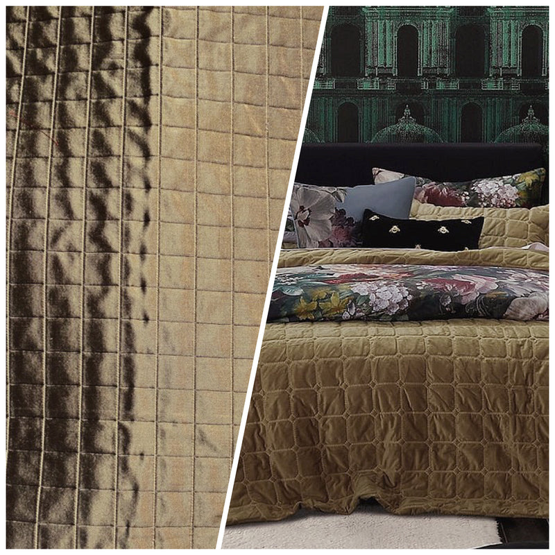 NEW Lady Celestine 100% Silk Taffeta Quilted Fabric No Batting with Cotton Backing in Bronze - Fancy Styles Fabric Pierre Frey Lee Jofa Brunschwig & Fils