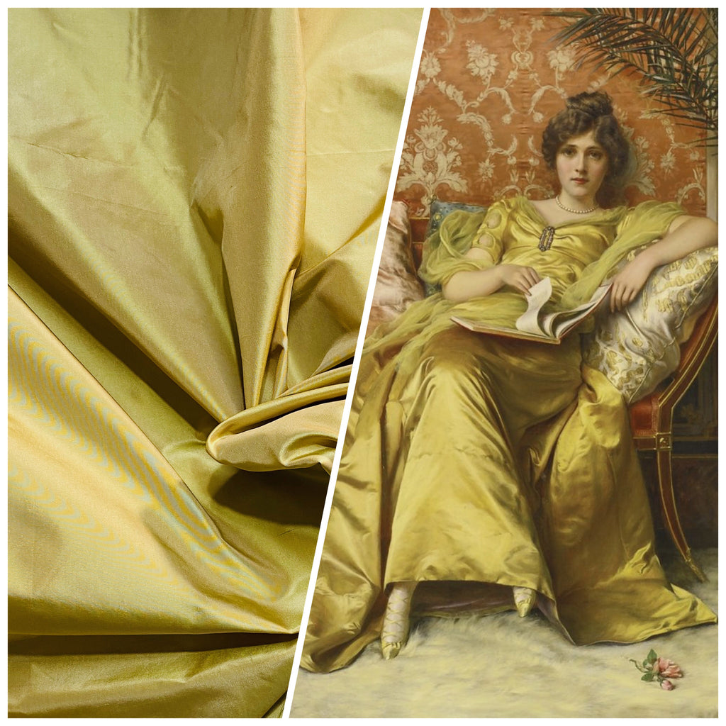 NEW Lady Lisa 100% Silk Taffeta Fabric Solid Icy Yellow Gold - Fancy Styles Fabric Pierre Frey Lee Jofa Brunschwig & Fils
