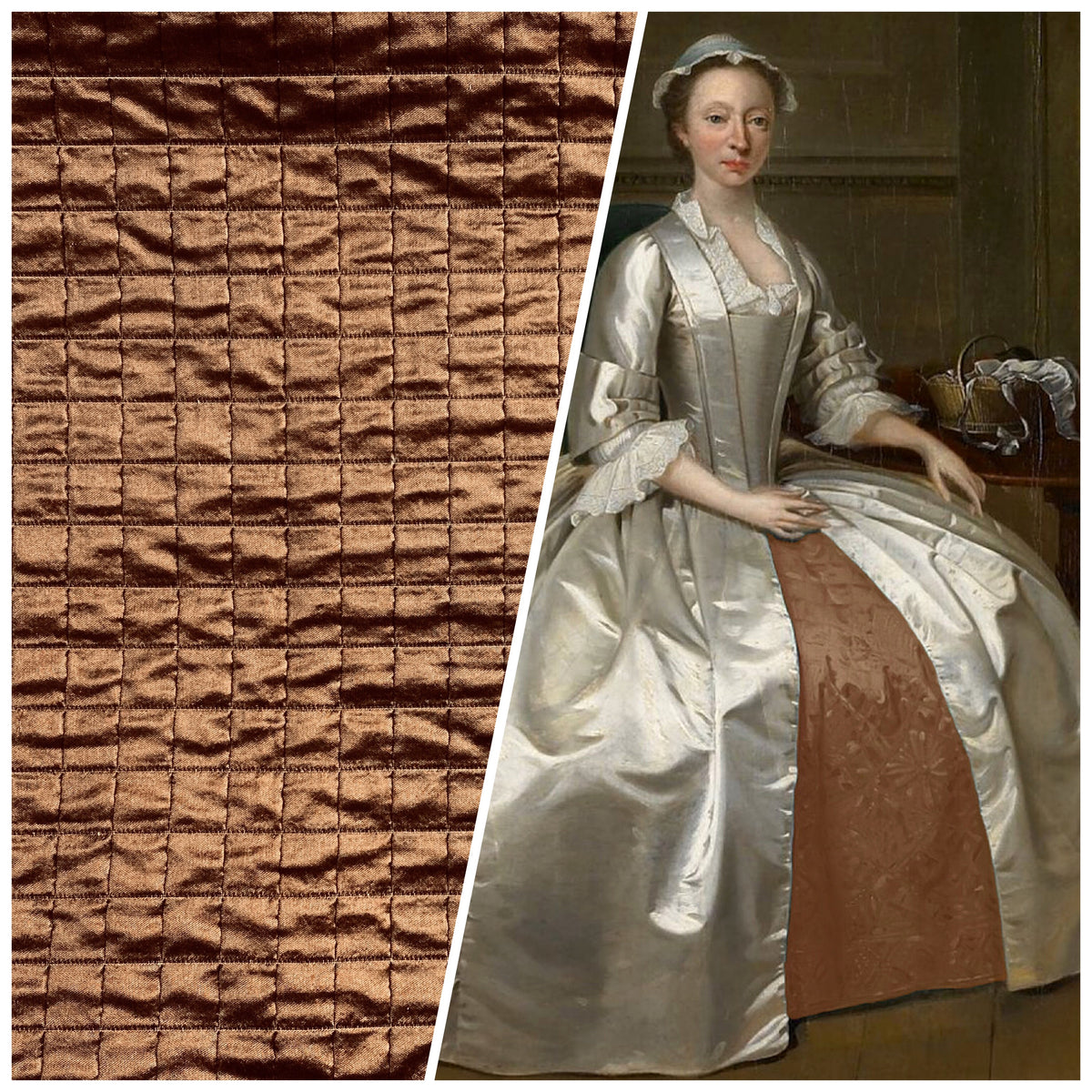 NEW Lady Celestine 100% Silk Taffeta Quilted Petticoat Fabric No Batting with Cotton Backing Chocolate Brown - Fancy Styles Fabric Pierre Frey Lee Jofa Brunschwig & Fils