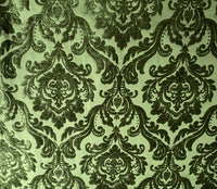 NEW Queen Isabella Designer Damask Burnout Chenille Velvet Fabric Forest Green - Fancy Styles Fabric Pierre Frey Lee Jofa Brunschwig & Fils