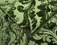 NEW Queen Isabella Designer Damask Burnout Chenille Velvet Fabric Forest Green - Fancy Styles Fabric Pierre Frey Lee Jofa Brunschwig & Fils