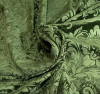 NEW Queen Isabella Designer Damask Burnout Chenille Velvet Fabric Forest Green - Fancy Styles Fabric Pierre Frey Lee Jofa Brunschwig & Fils