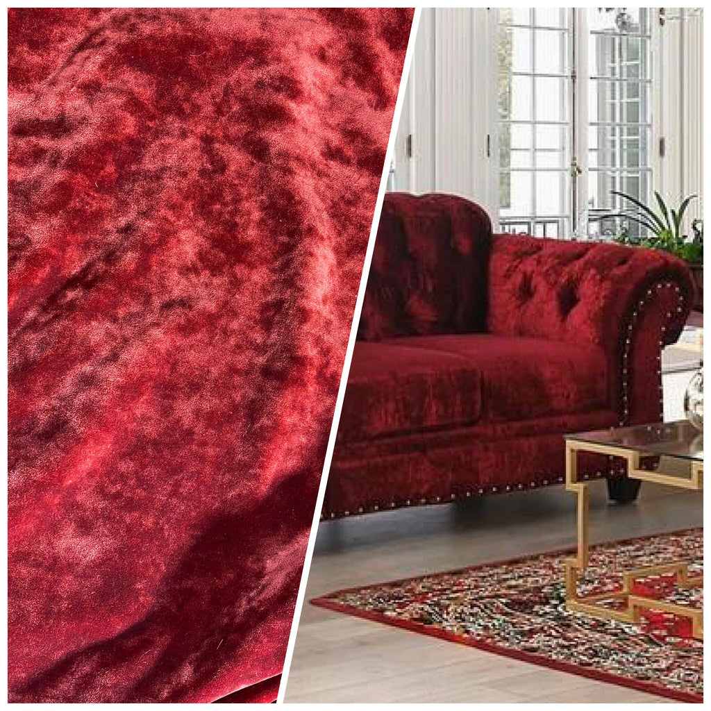NEW Queen Natasha 100% Cotton Crushed Velvet in Red - Fancy Styles Fabric Pierre Frey Lee Jofa Brunschwig & Fils
